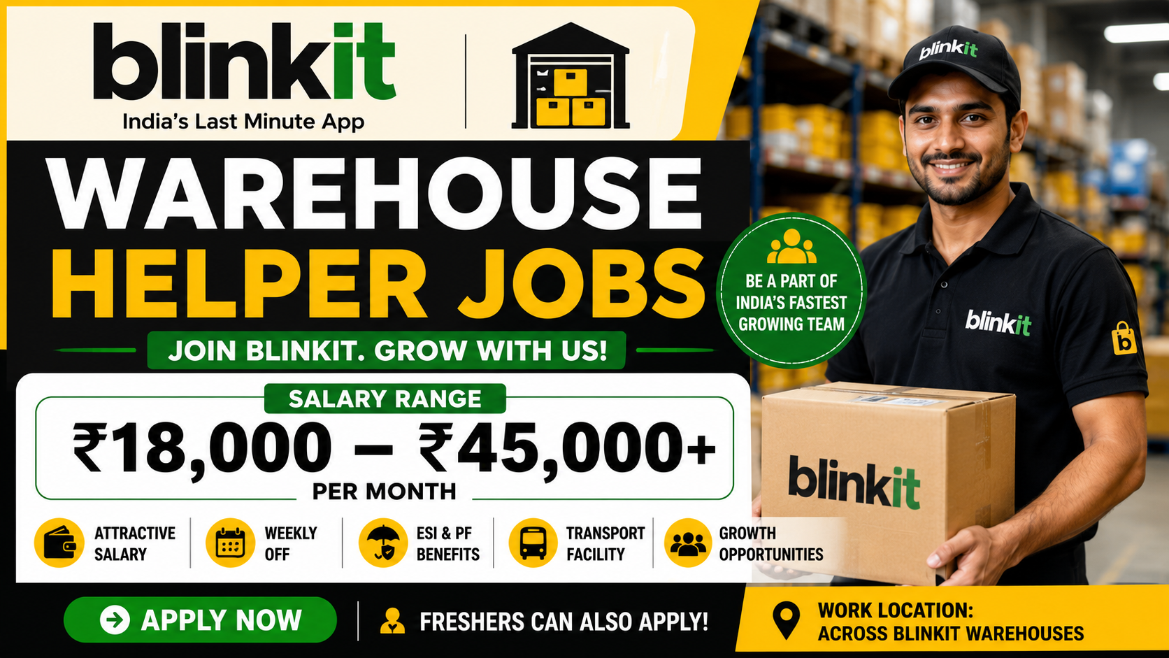 Blinkit Warehouse Helper Jobs India 2026: Eligibility, Salary, Qualification and How to Apply